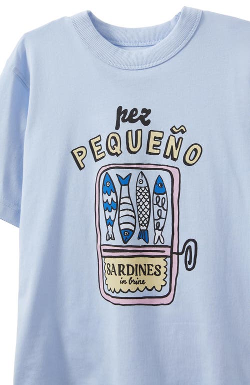 Shop Cotton On Kids Kid's Poppy Oversize Graphic Print Tee In Dawn Blue Sardines