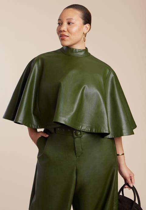Faux Leather Cape Top (Plus)
