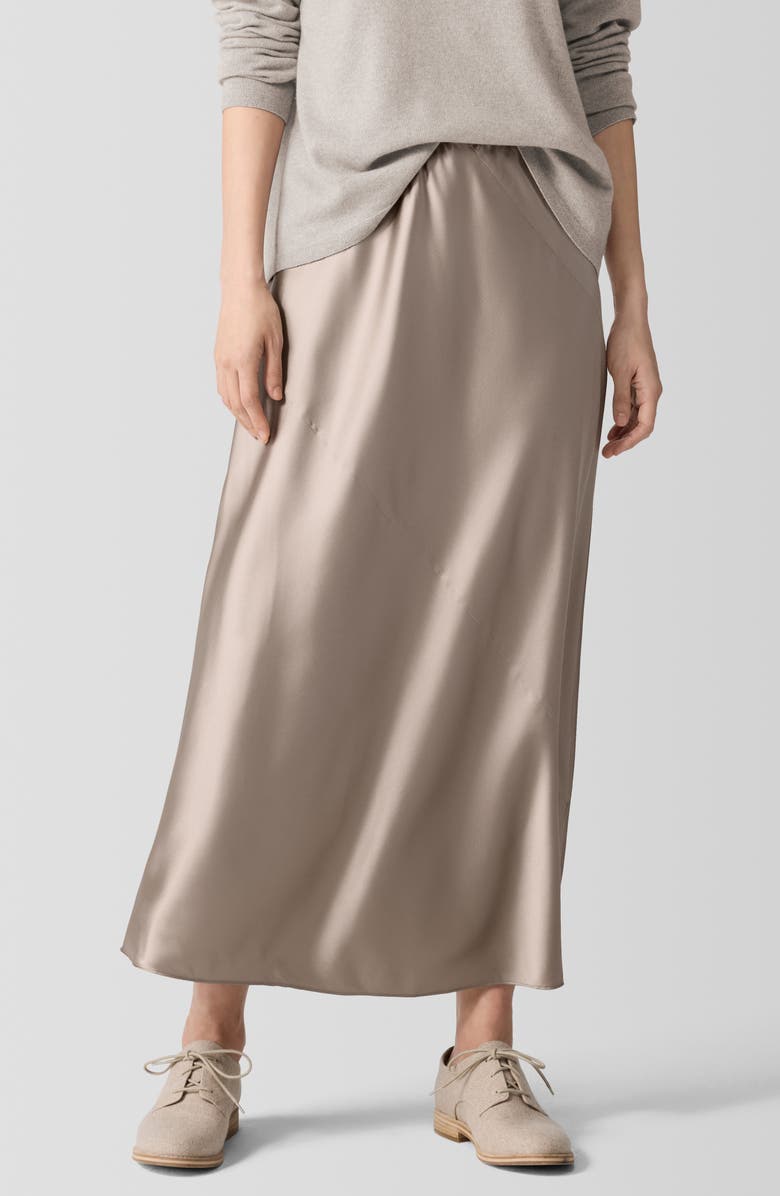 Eileen Fisher Bias Cut Stretch Silk Charmeuse Maxi Skirt, Main, color, 