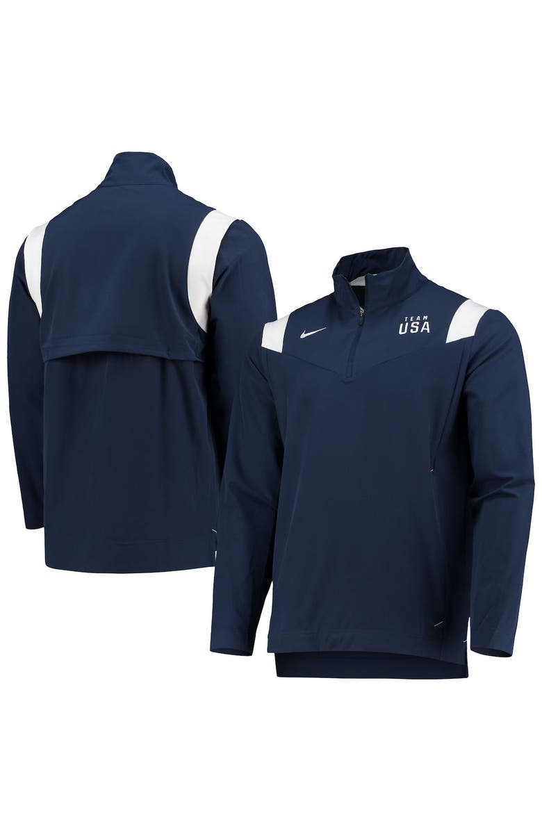 Nike Men's Nike Navy Team USA On-Field Quarter-Zip Jacket, Main, color, 