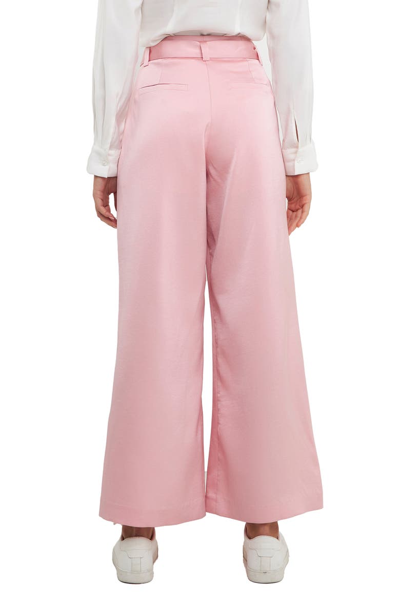Satin Wide Leg Ankle Pants, Alternate, color, PINK