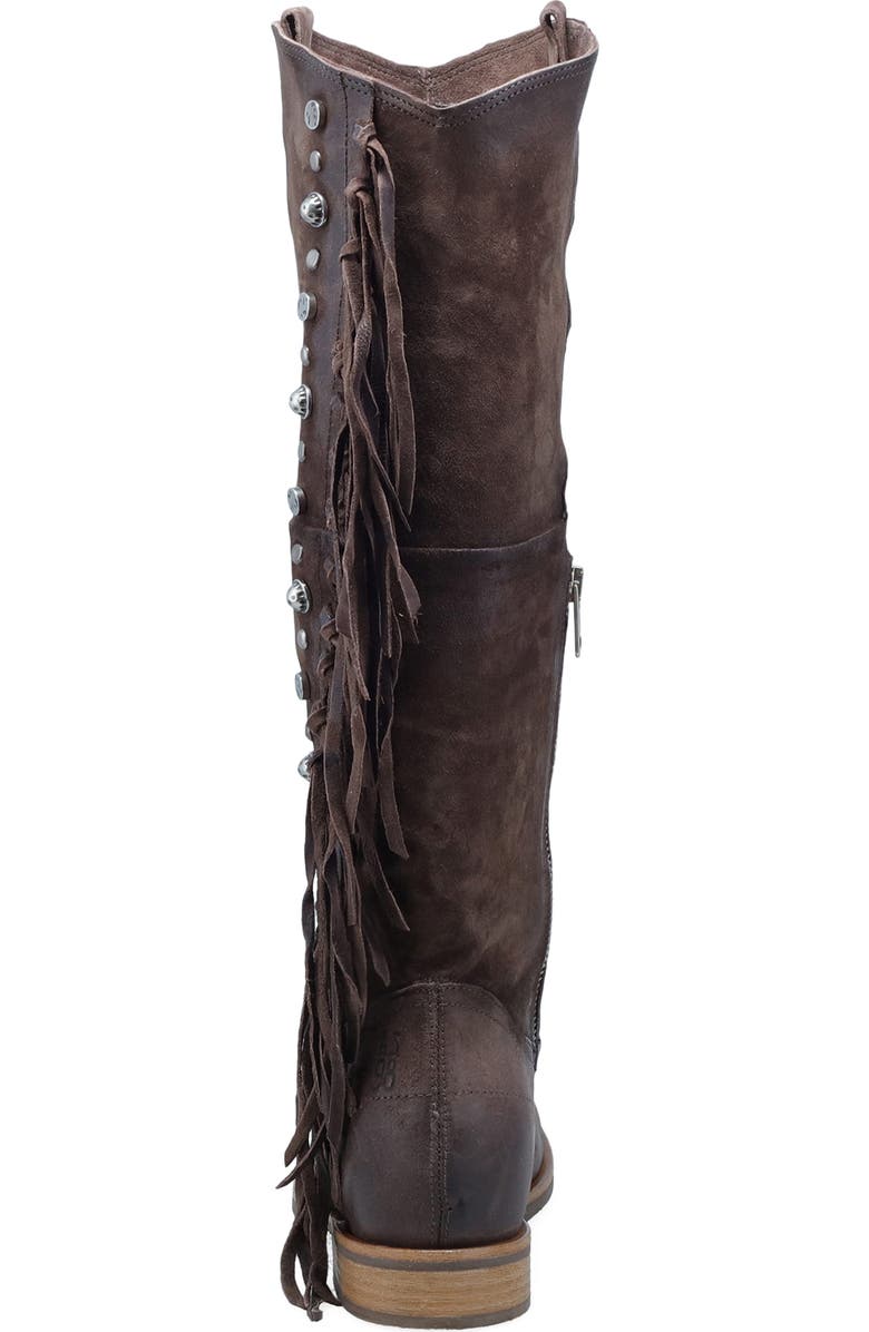 A.S.98 Ilke Studded Fringe Western Knee High Boot, Alternate, color, Brown