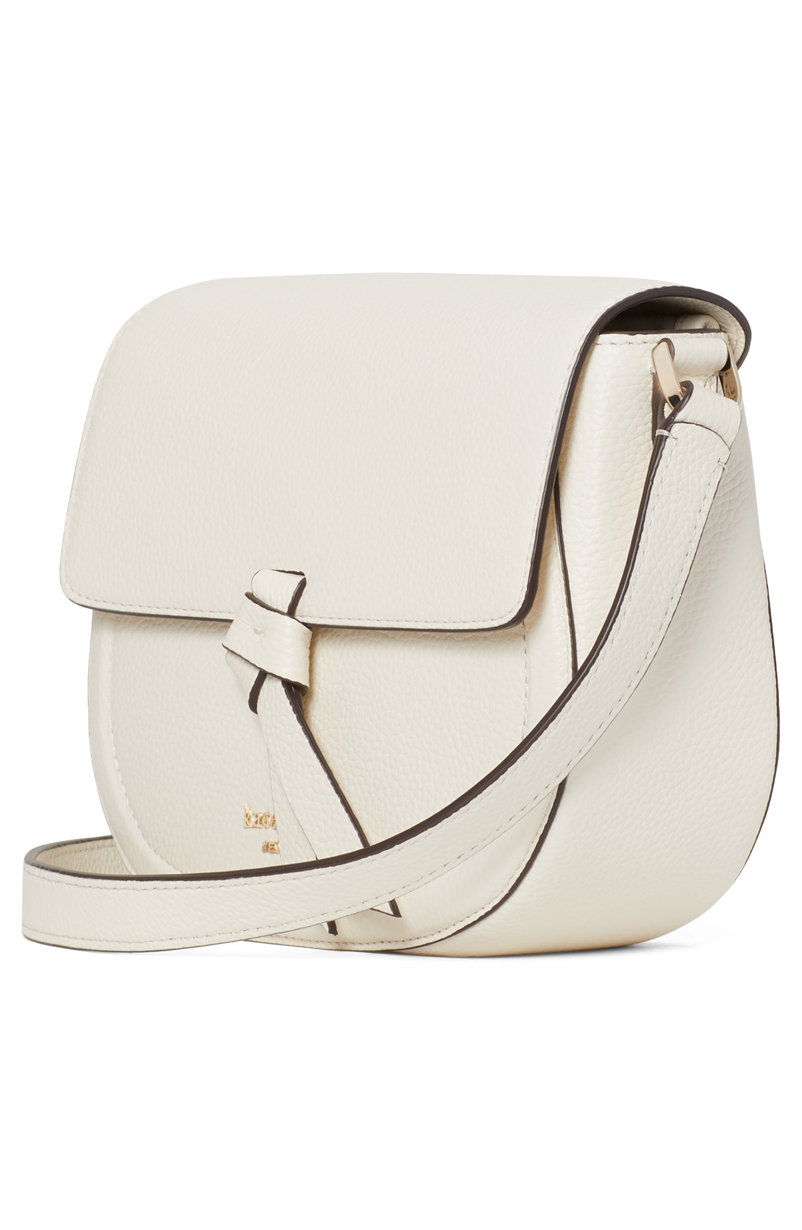 knott medium leather saddle bag, Alternate, color, PARCHMENT