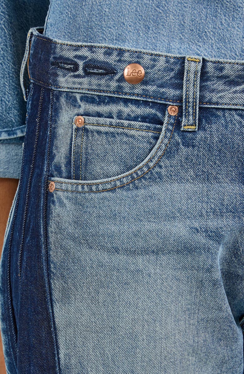 Lee Rider Low Slung Raw Hem Barrel Leg Jeans, Alternate, color, Blissful Blue