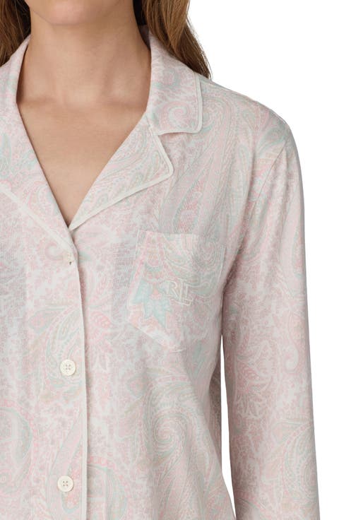 Paisley Long Sleeve Notch Collar Pajamas