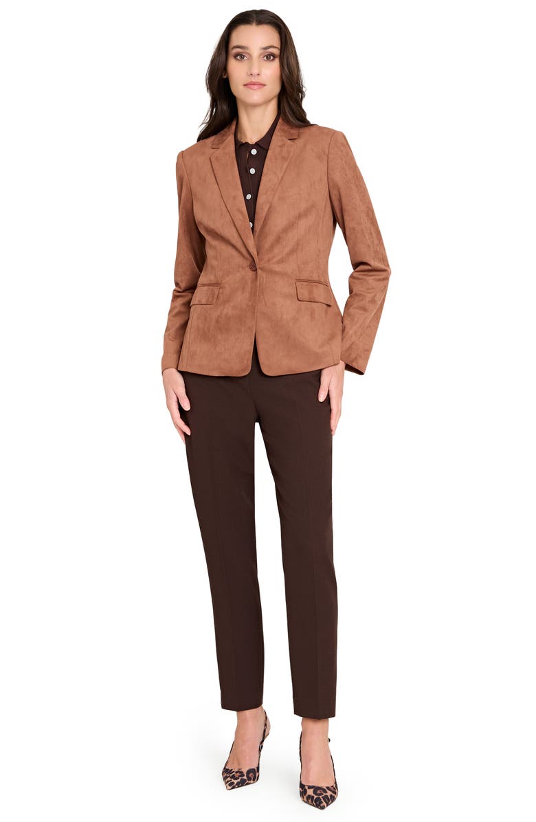 Tahari ASL One-Button Faux Suede Jacket, Alternate, color, 