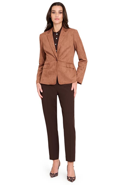 Tahari Asl One-button Faux Suede Jacket In Brown