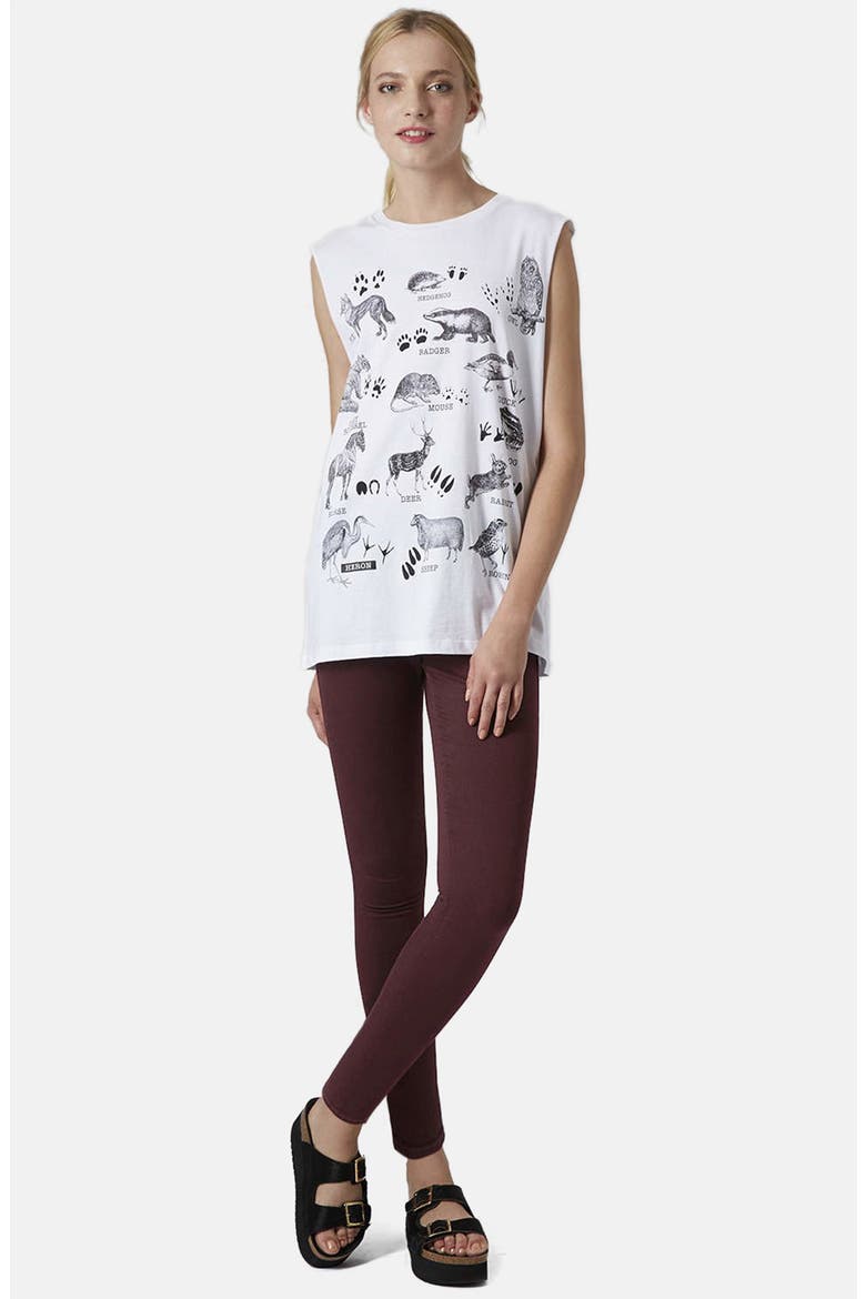 Moto 'Leigh' Stretch Ankle Skinny Jeans, Alternate, color, AUBERGINE