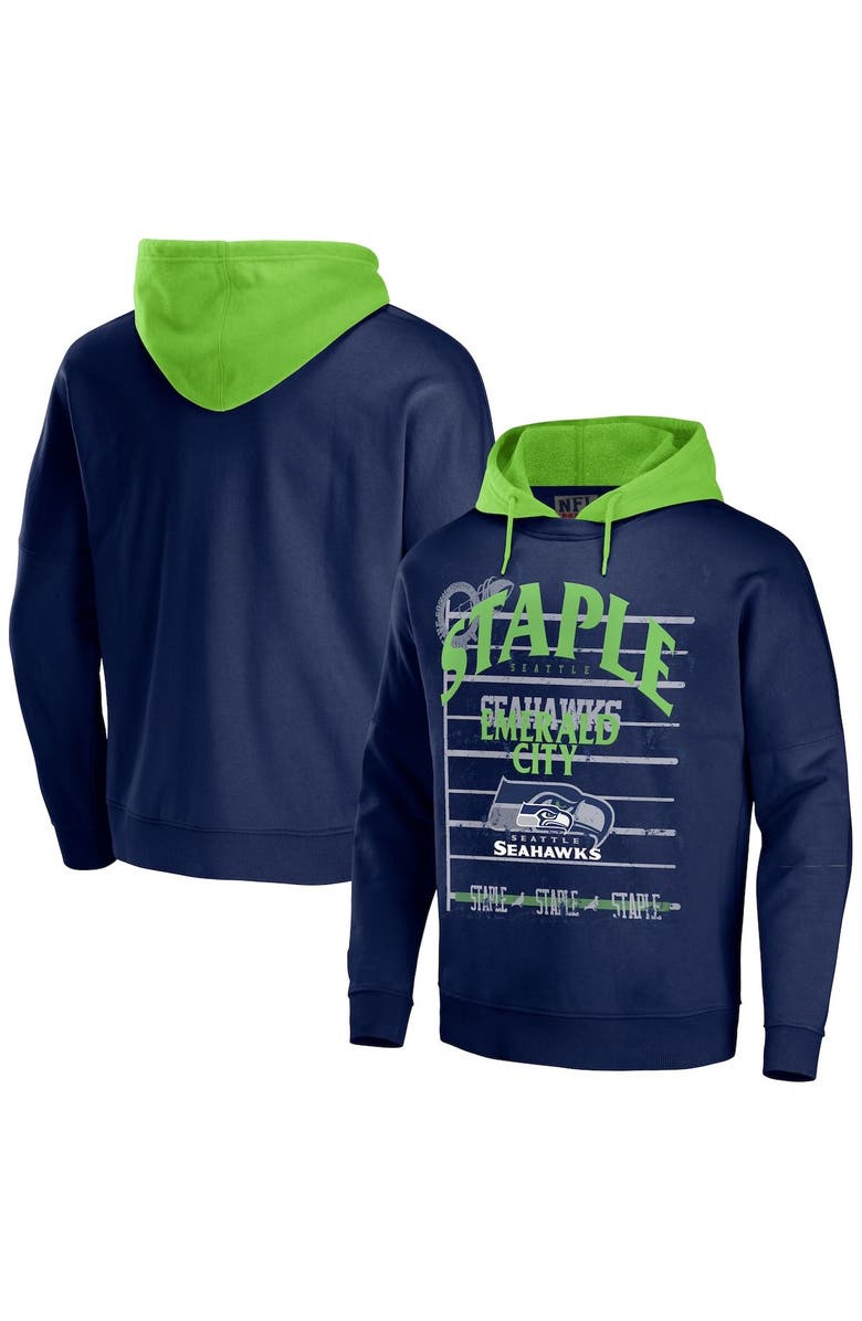 STAPLE Men's NFL x Navy Seattle Seahawks Throwback Vintage Wash Pullover Hoodie, Main, color, Navy
