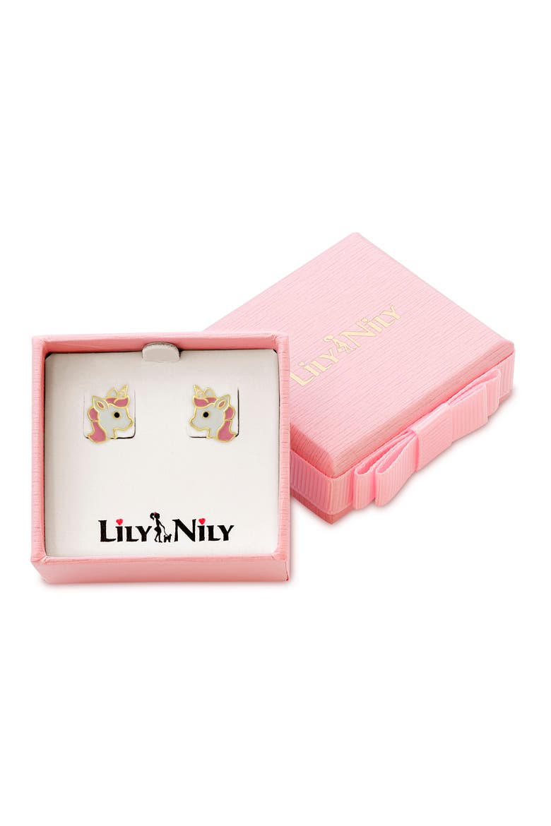 Unicorn Stud Earrings, Alternate, color, GOLD