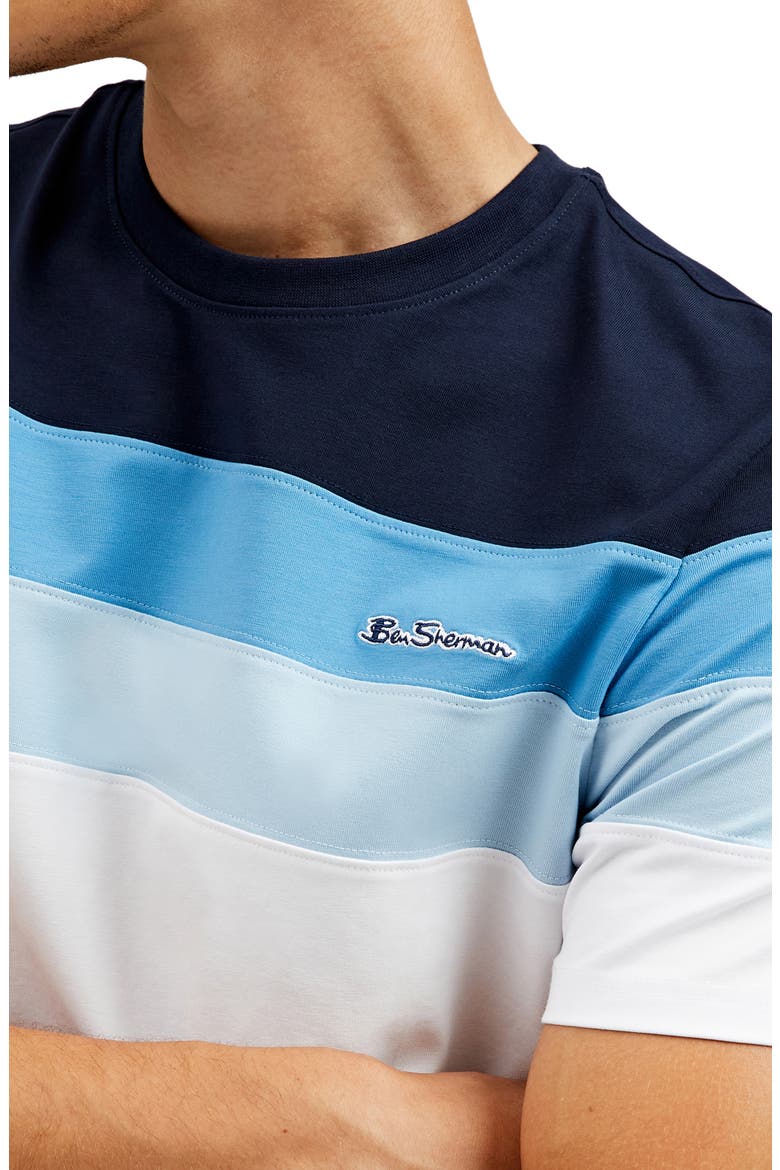 Colorblock Stripe Stretch Cotton T-Shirt, Alternate, color, BRIGHT WHITE