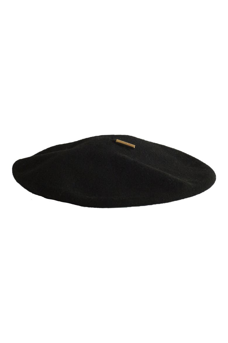 Janessa Leone Renee Wool Beret, Main, color, BLACK