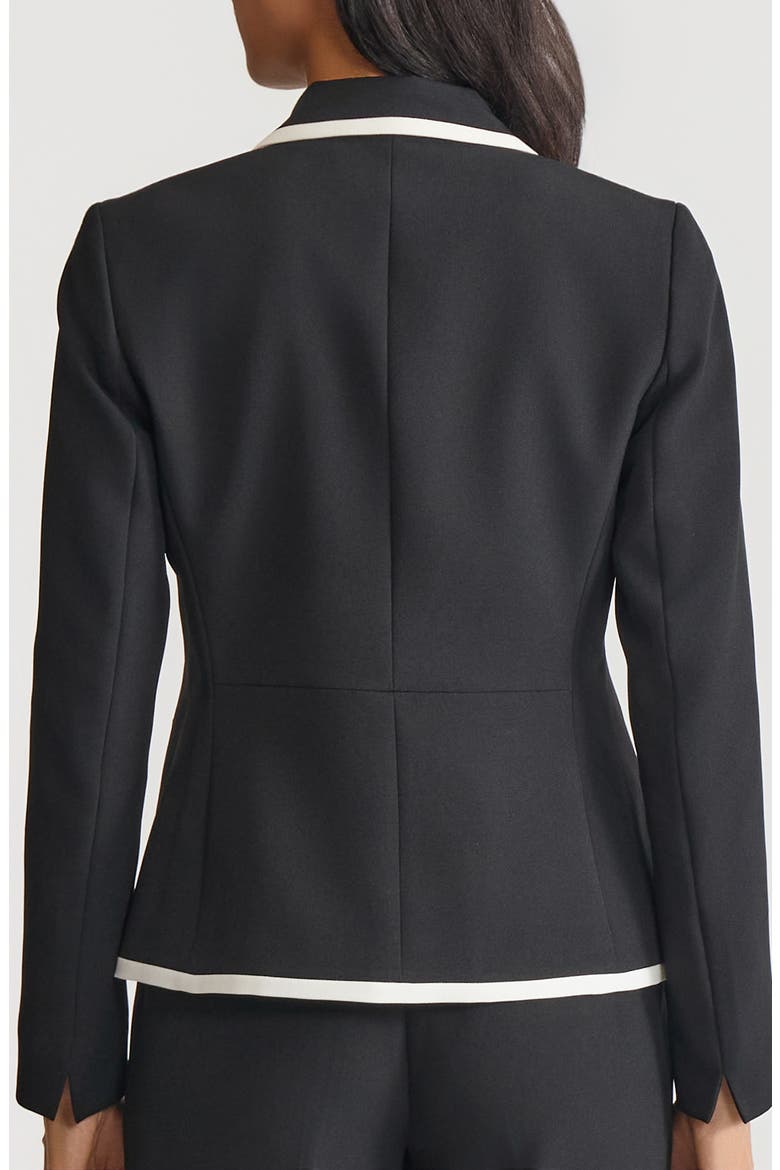 Contrast Trim Single Breasted Blazer, Alternate, color, BLACK/VANILLA ICE
