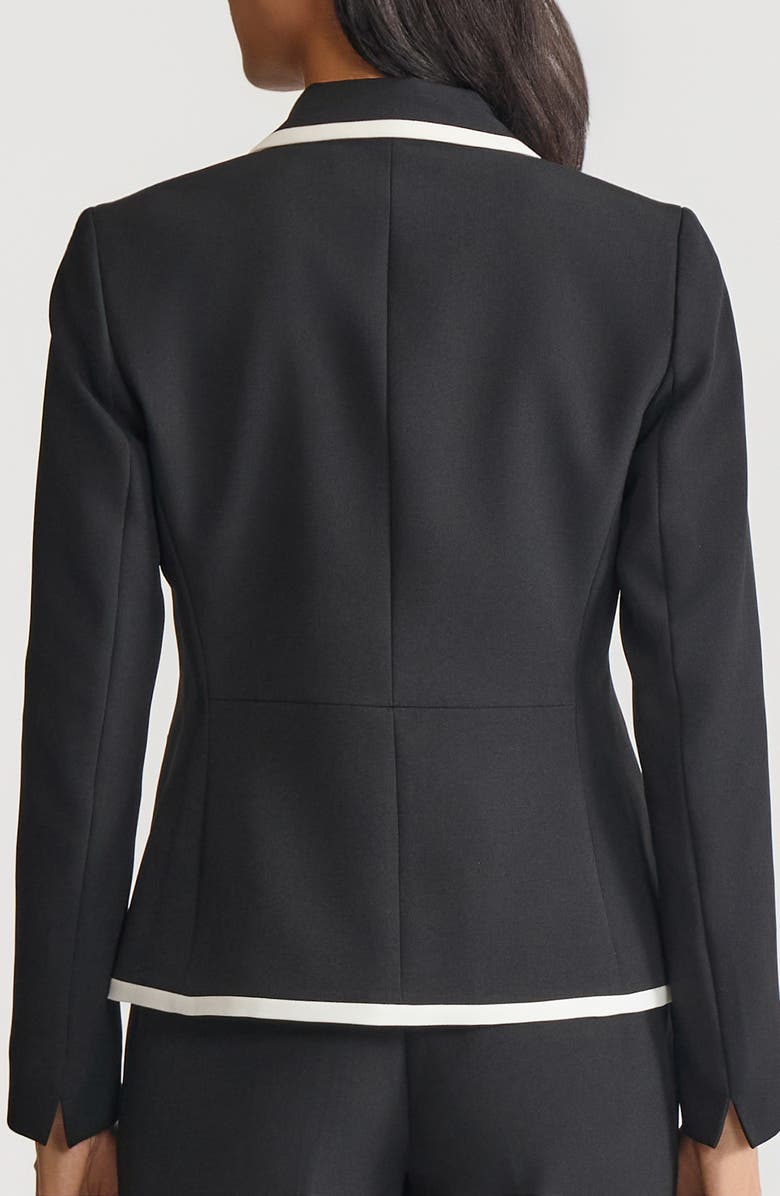 KASPER Contrast Trim Single Breasted Blazer, Alternate, color, Black/ Vanilla Ice
