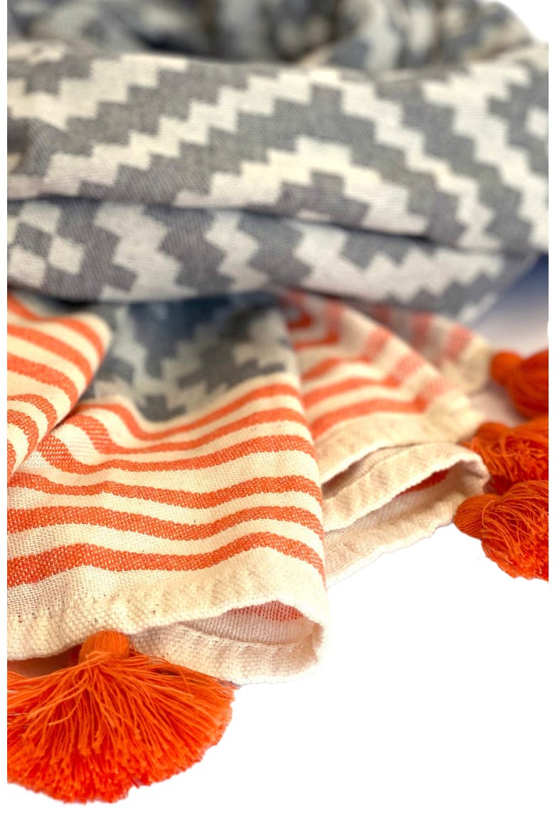Merida Gray - Orange Turkish Towel / Blanket, Alternate, color, Orange