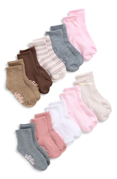 Kids' 10-Pack Crew Socks with Grippers