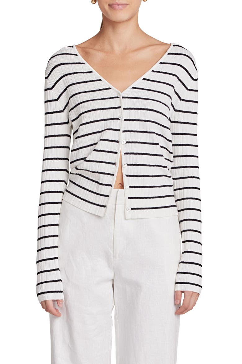 Rib Cardigan, Main, color, IVORY/ BLACK