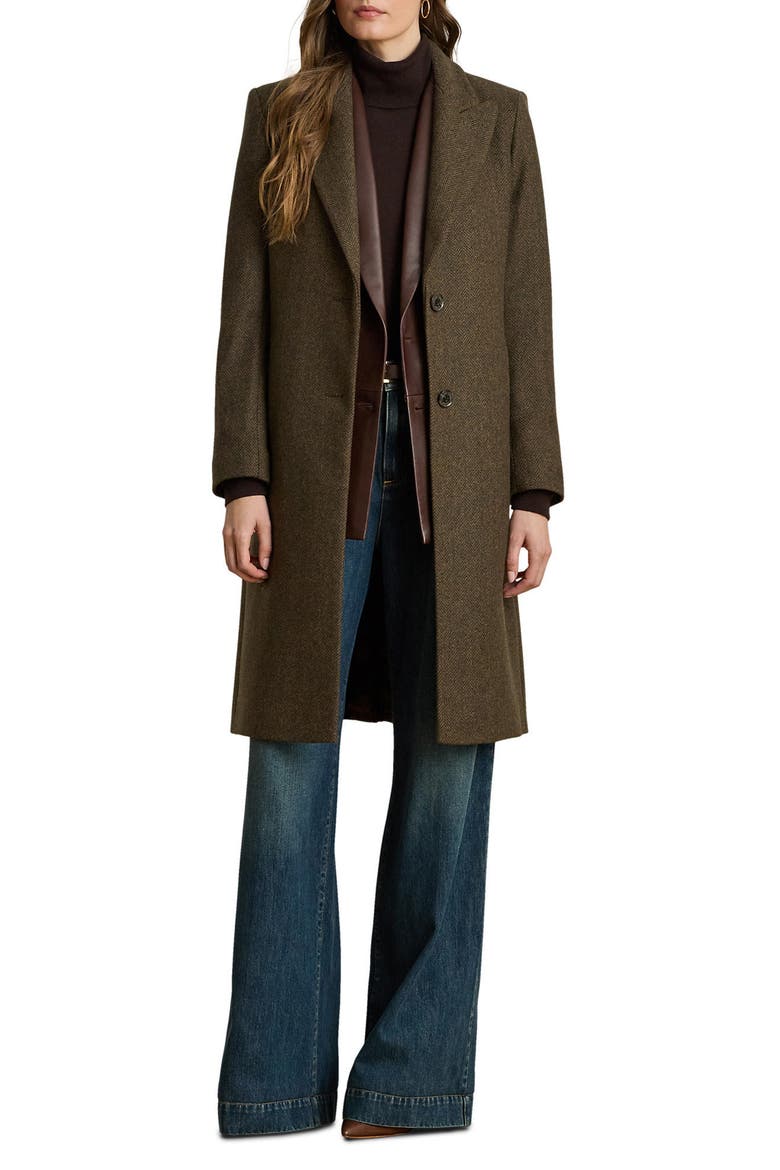 Peak Lapel Coat, Main, color, LODEN BROWN
