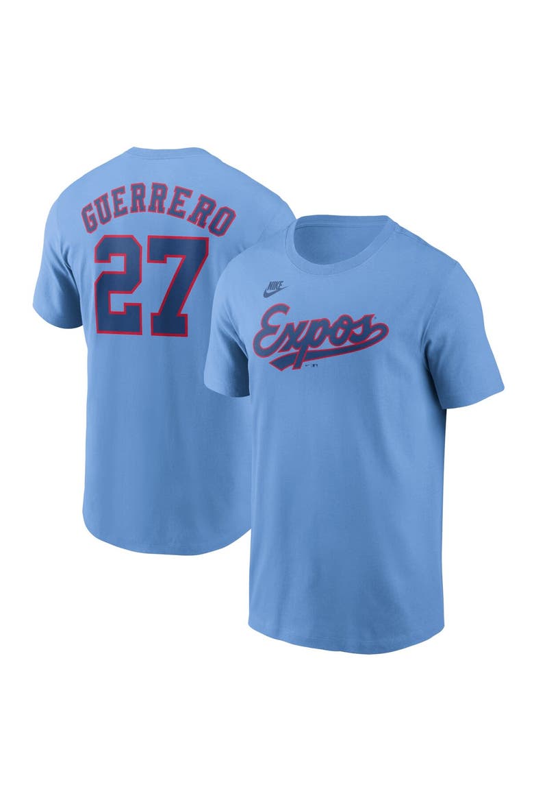 Men's Nike Vladimir Guerrero Powder Blue Montreal Expos Cooperstown Collection Fuse Name & Number T-Shirt, Main, color, Powder Blue