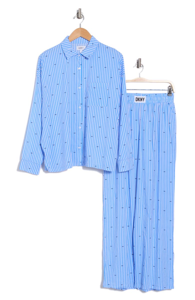 DKNY Logo Stripe Cotton Blend Pajamas, Alternate, color, 