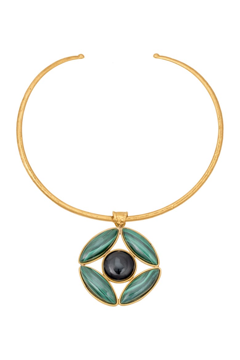 Marquise Necklace, Main, color, MALACHITE/BLACK ONYX