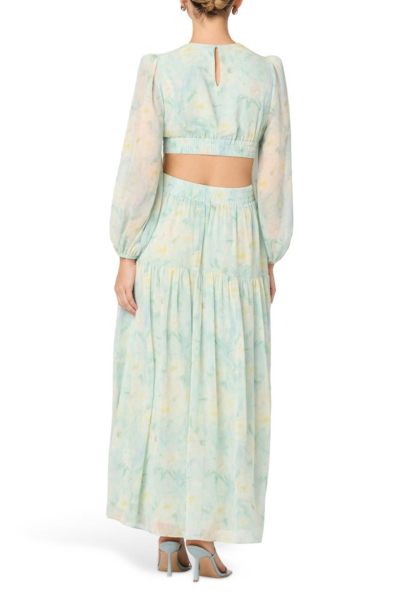 Klarissa Long Sleeve Chiffon Maxi Dress, Alternate, color, SEAFOAM FLORAL