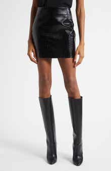 L'AGENCE Gerard Croc Embossed Faux Leather Miniskirt