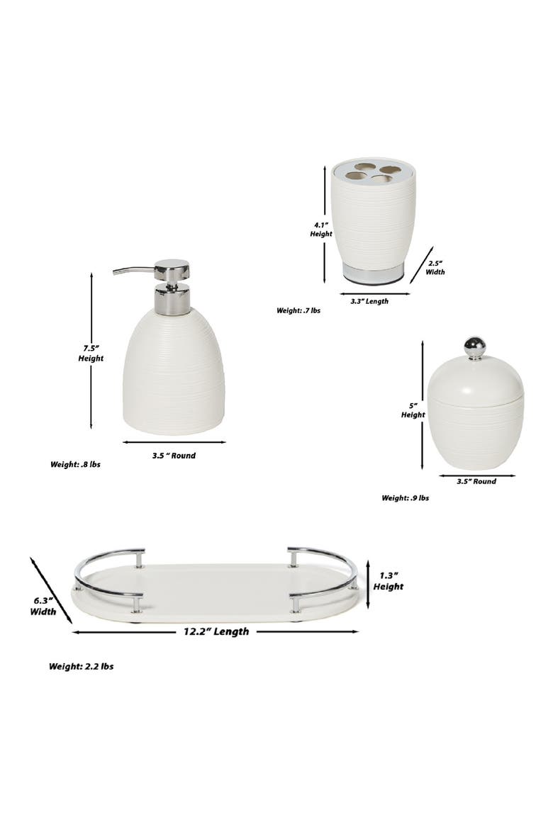 Dubai 8-Piece Ceramic Bathroom Accessory Set, Alternate, color, WHITE