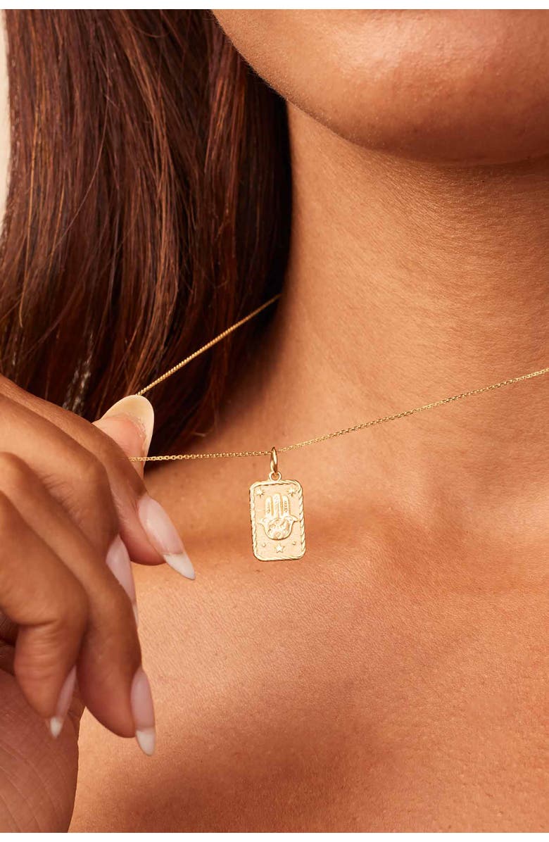 Oradina 14K Yellow Gold Hamsa Pendant Charm, Alternate, color, Yellow Gold