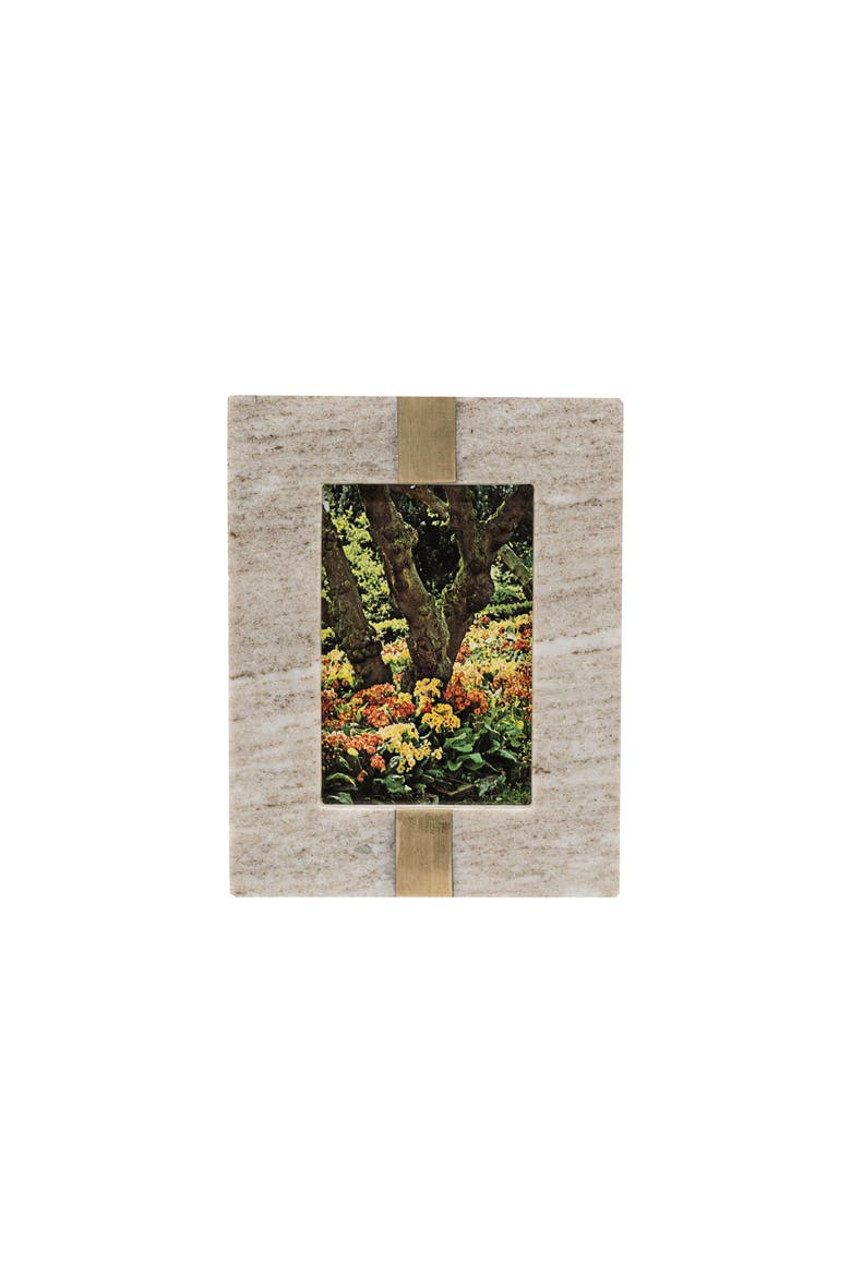 4x6 Beige Marble & Brass Inlay Luxury Premium Rectangle Photo Picture Frame, Main, color, Beige