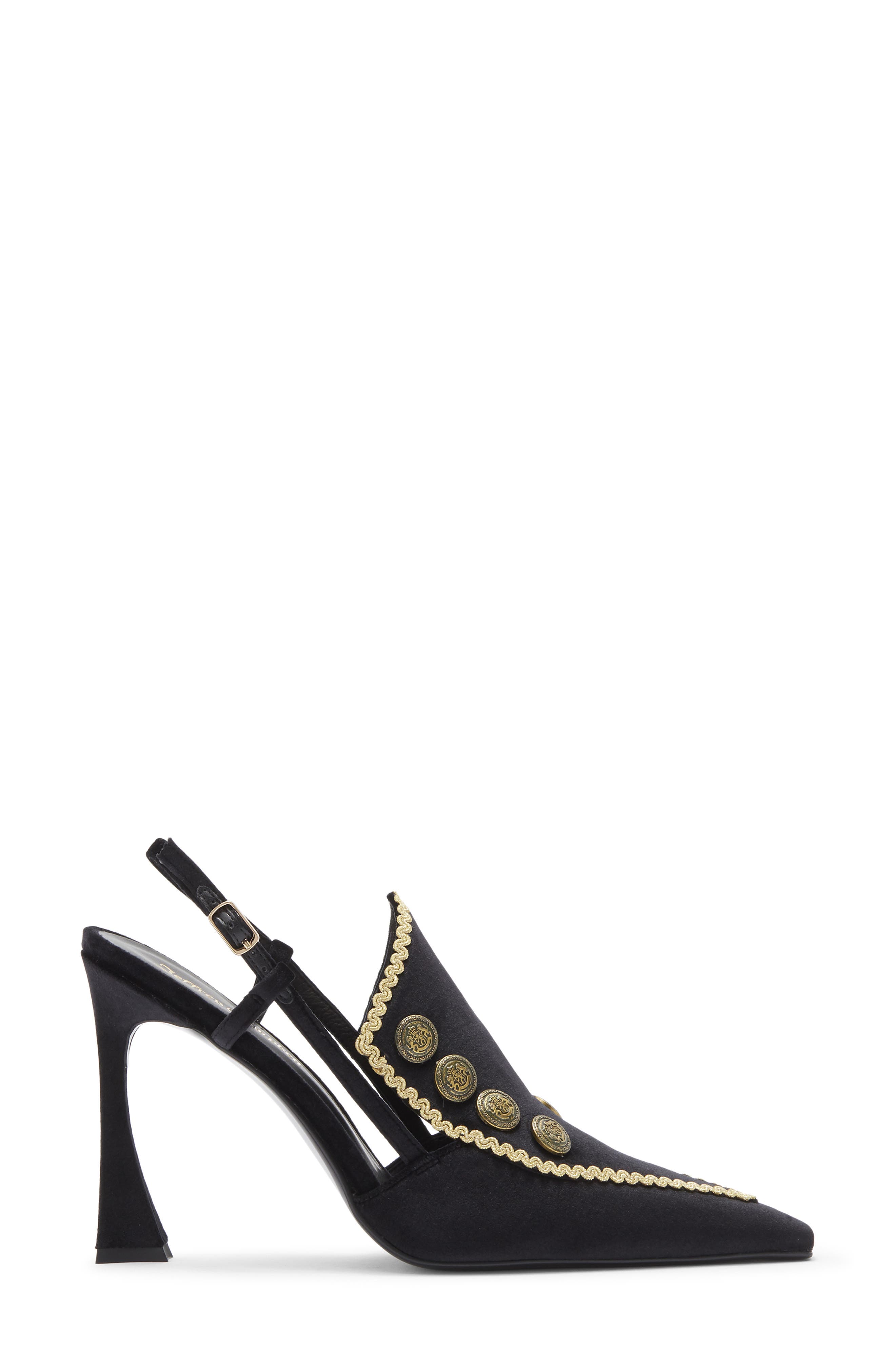 Jeffrey Campbell Troubadour Slingback Pump, Alternate, color, Black Velvet Gold