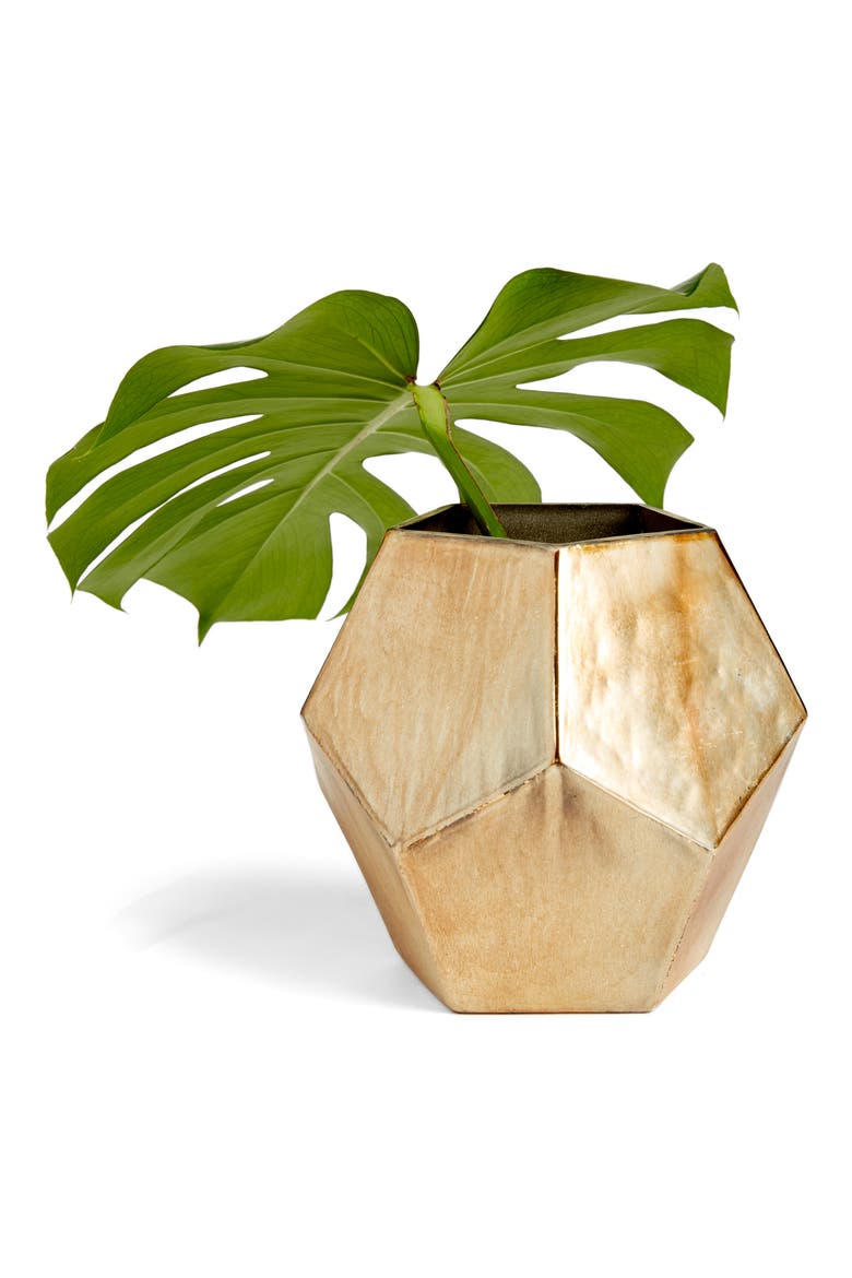 Medium Geo Metallic Glass Vase, Main, color, GOLD