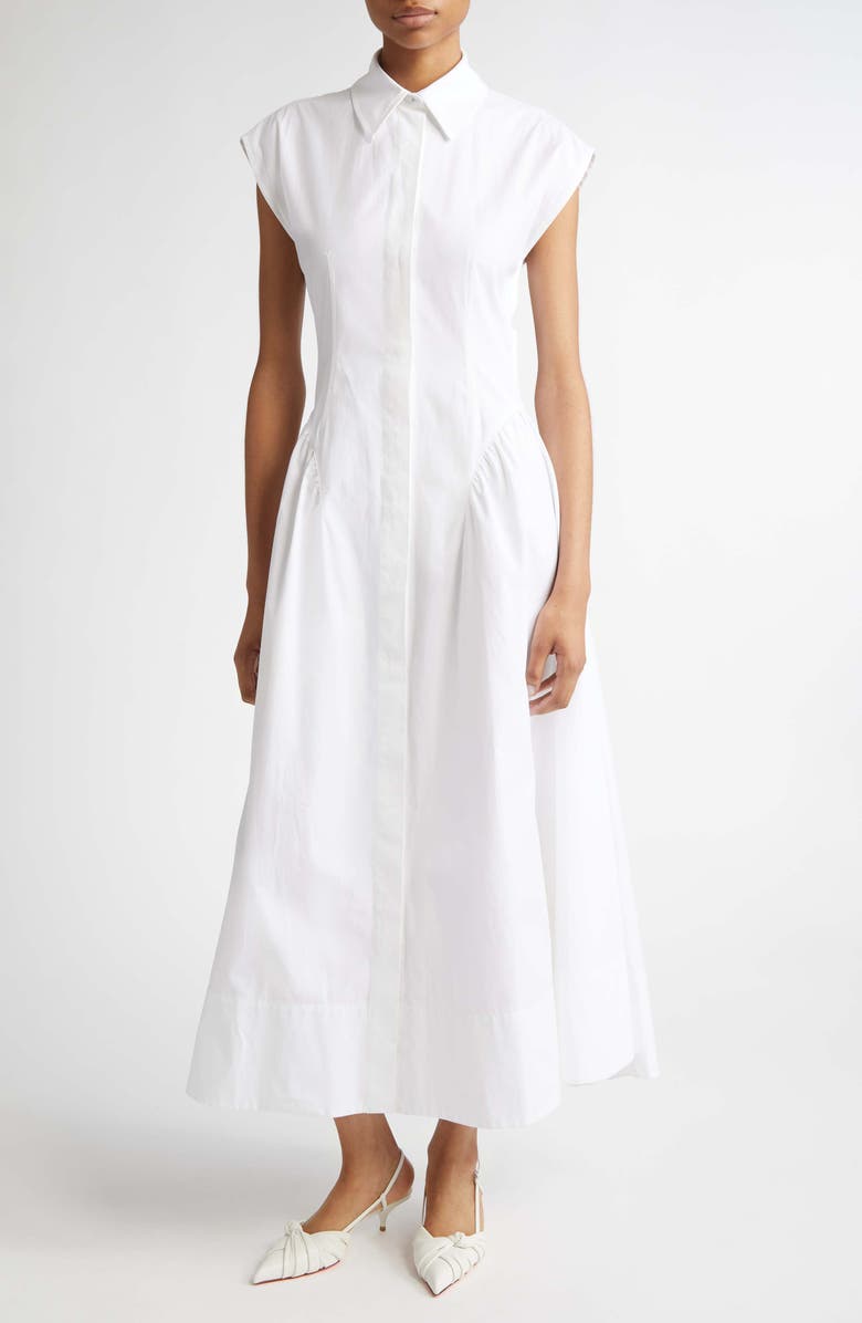 SPORTMAX Fabiana Cutout Cotton Poplin Shirtdress, Main, color, 