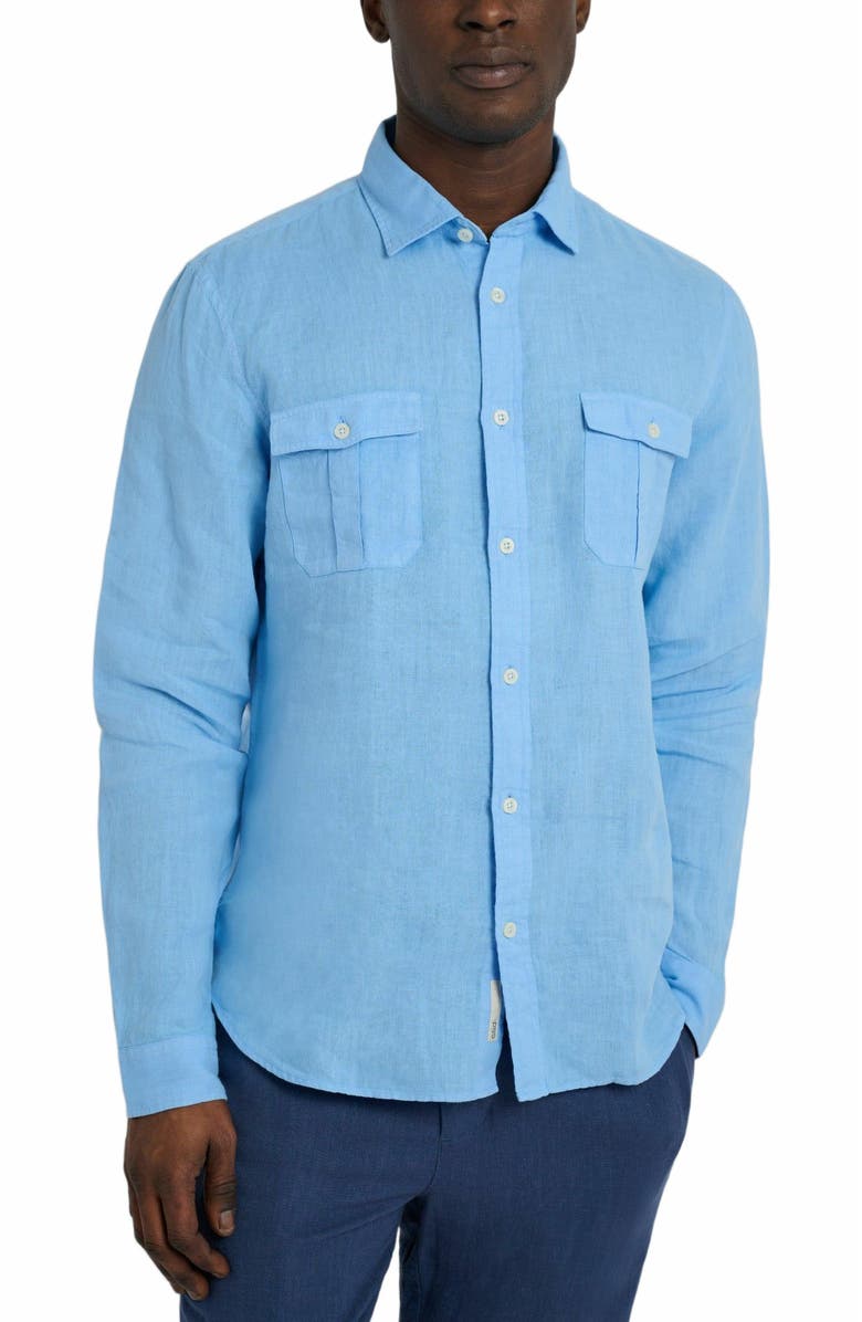 Onia Garment Dye Linen Standard Fit Shirt, Alternate, color, Light Blue