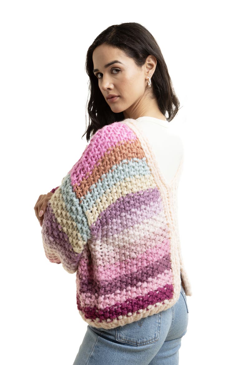 Rainbow Stripe Reversible Sweater, Alternate, color, MULTI PINK