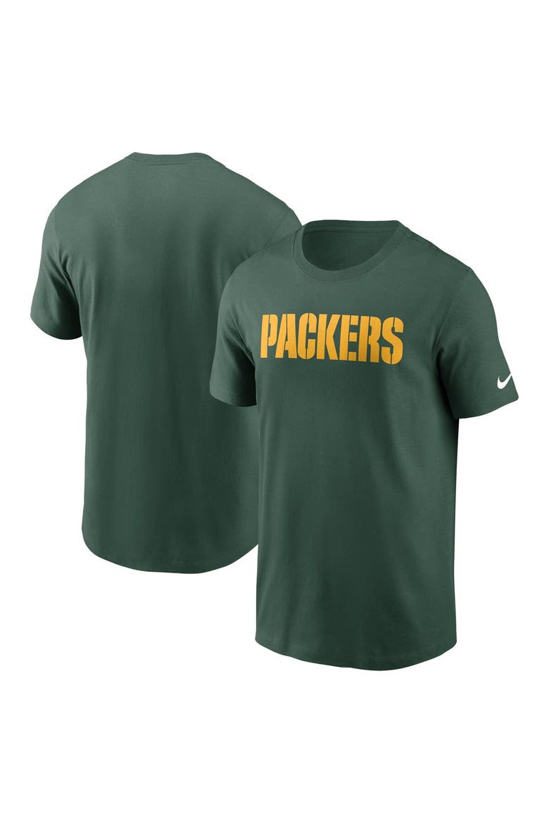 Men's Nike Green Green Bay Packers Primetime Wordmark Essential T-Shirt, Main, color, Green