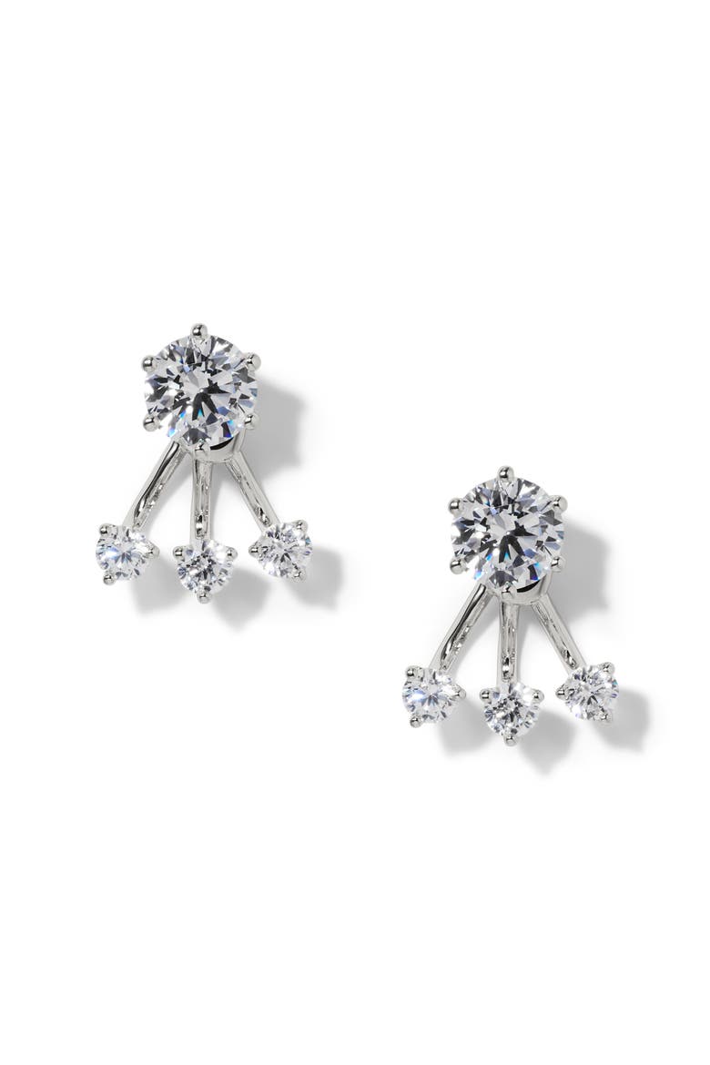 Natural Beauty Jacket Earrings, Main, color, RHODIUM