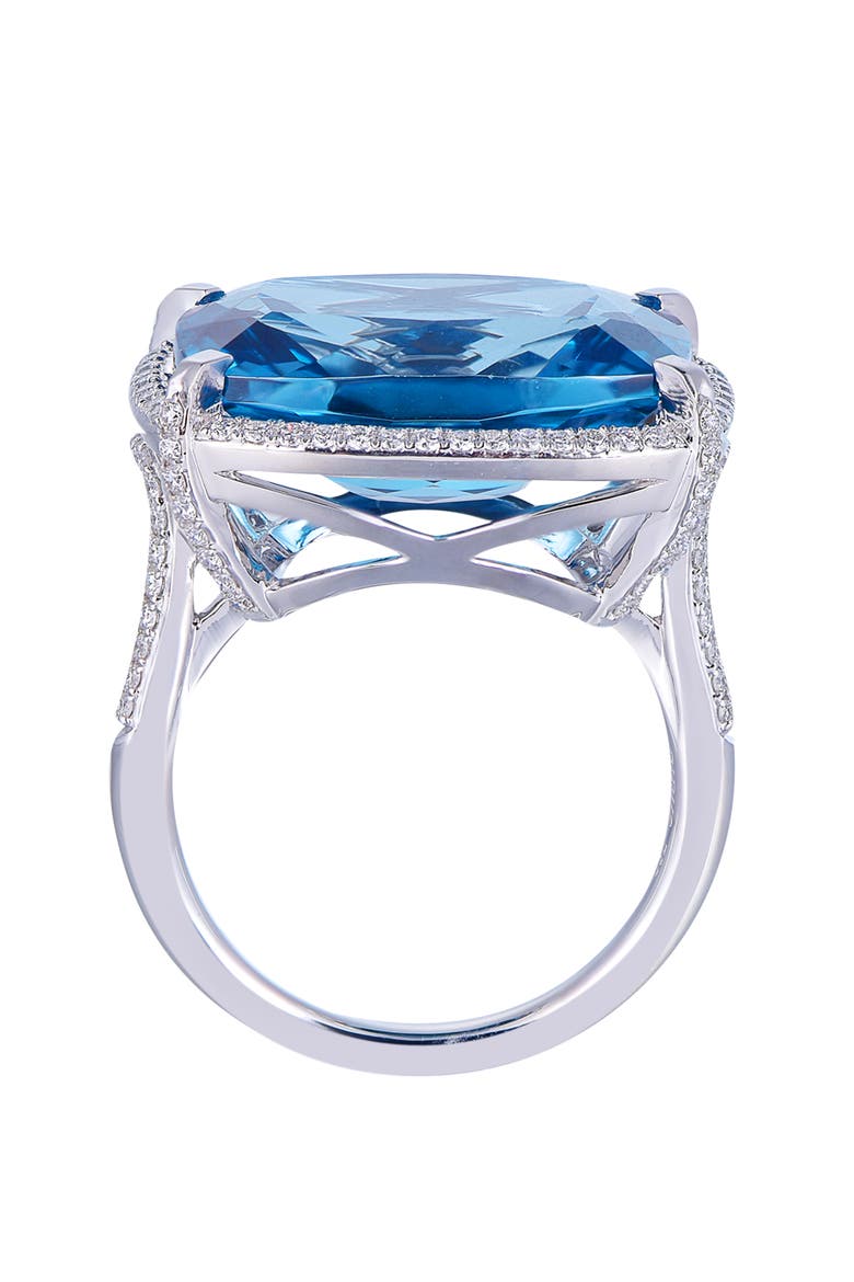 London Blue Topaz Ring with Diamonds, Alternate, color, London Blue