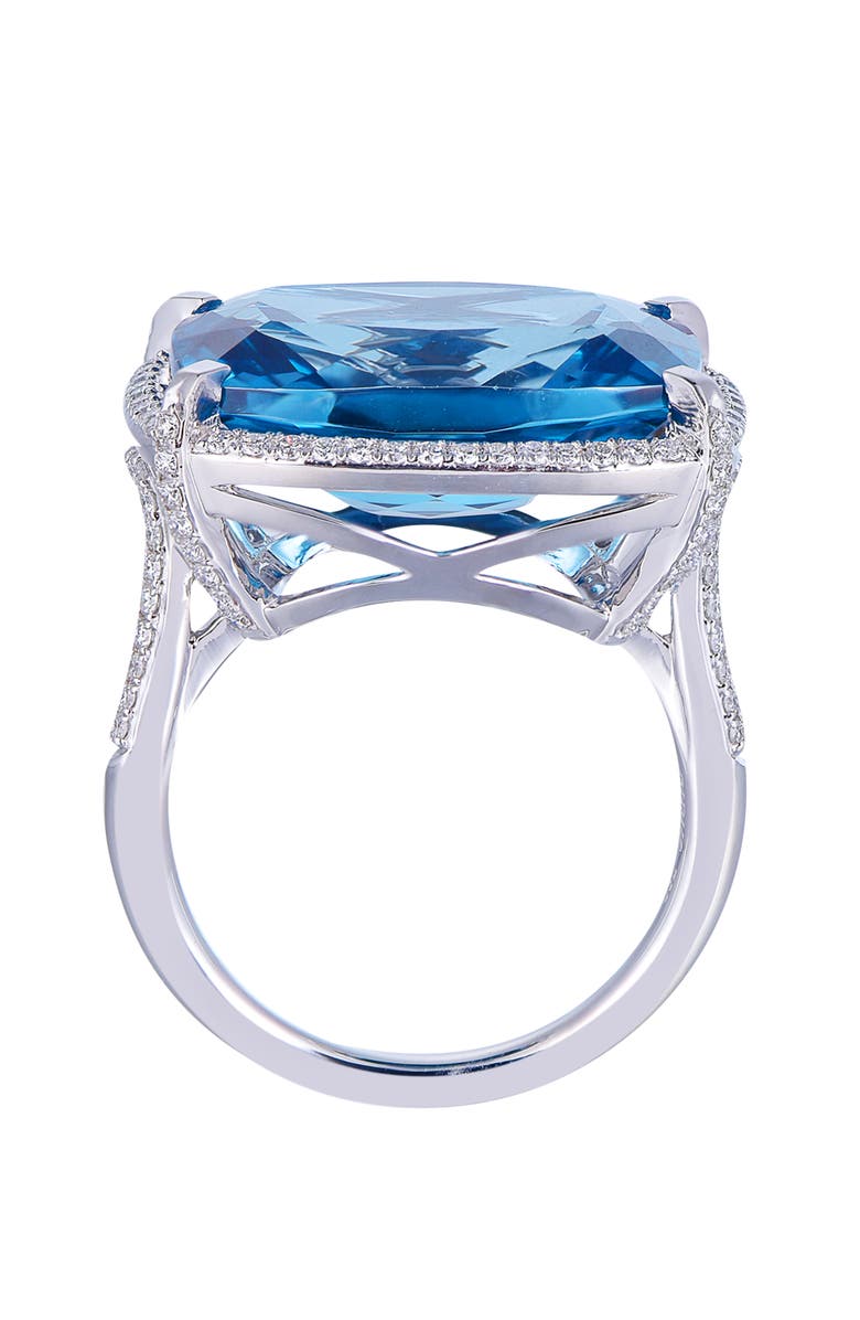Kahn High Jewelry London Blue Topaz Ring with Diamonds, Alternate, color, London Blue