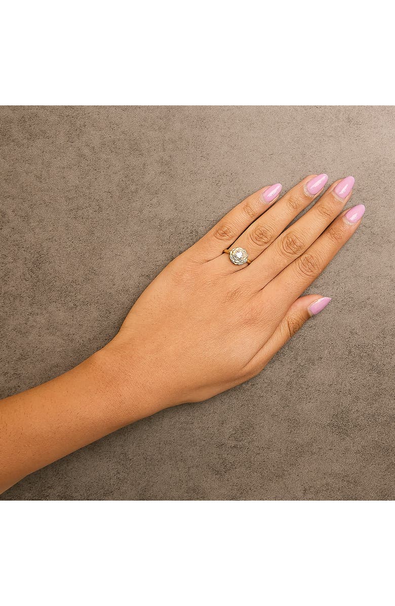 Haus of Brilliance 14K Yellow Gold Plated Sterling Silver 1/3 Ctw Lab Grown Diamond Floral Motif Solitaire Ring, Alternate, color, Yellow Gold Over Silver