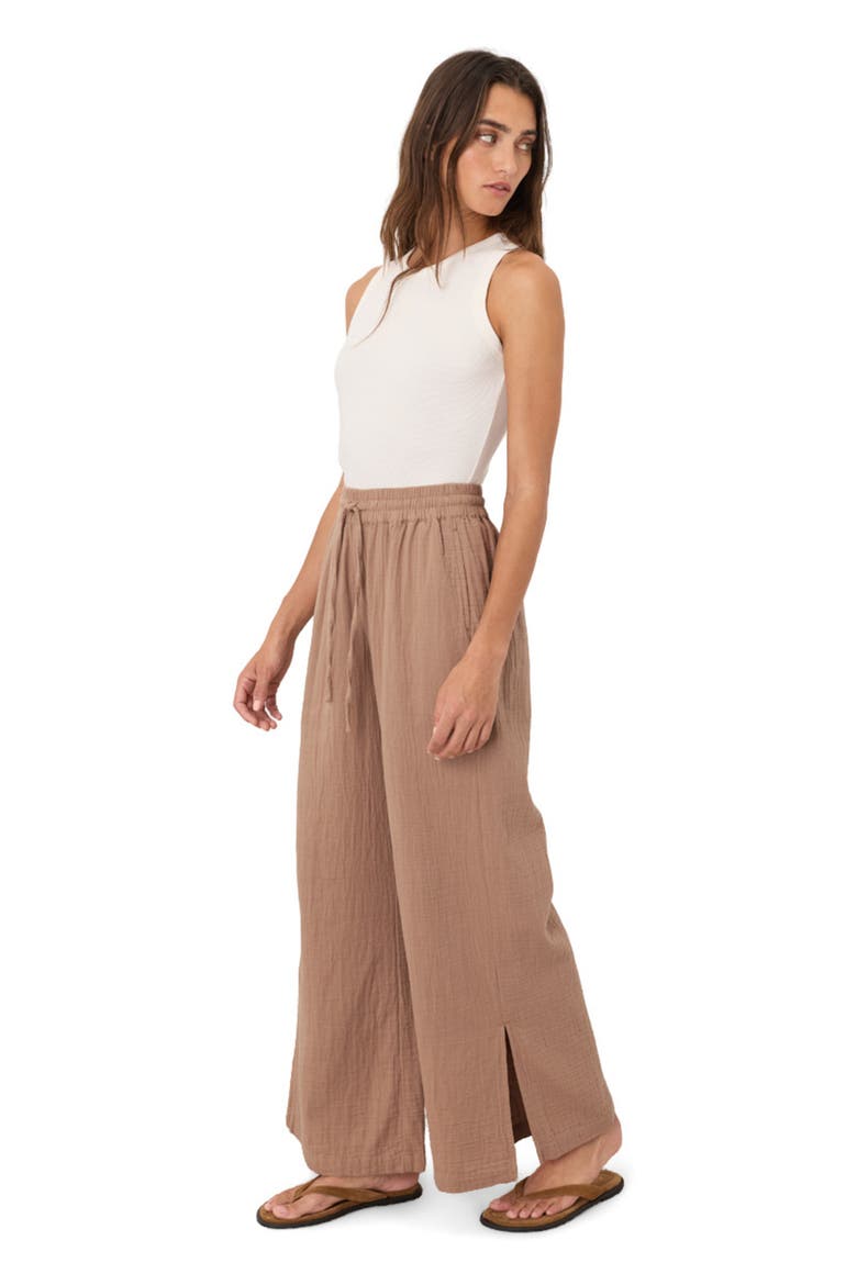 Organic Cotton Coastal Double Gauze Pants, Alternate, color, Driftwood Brown