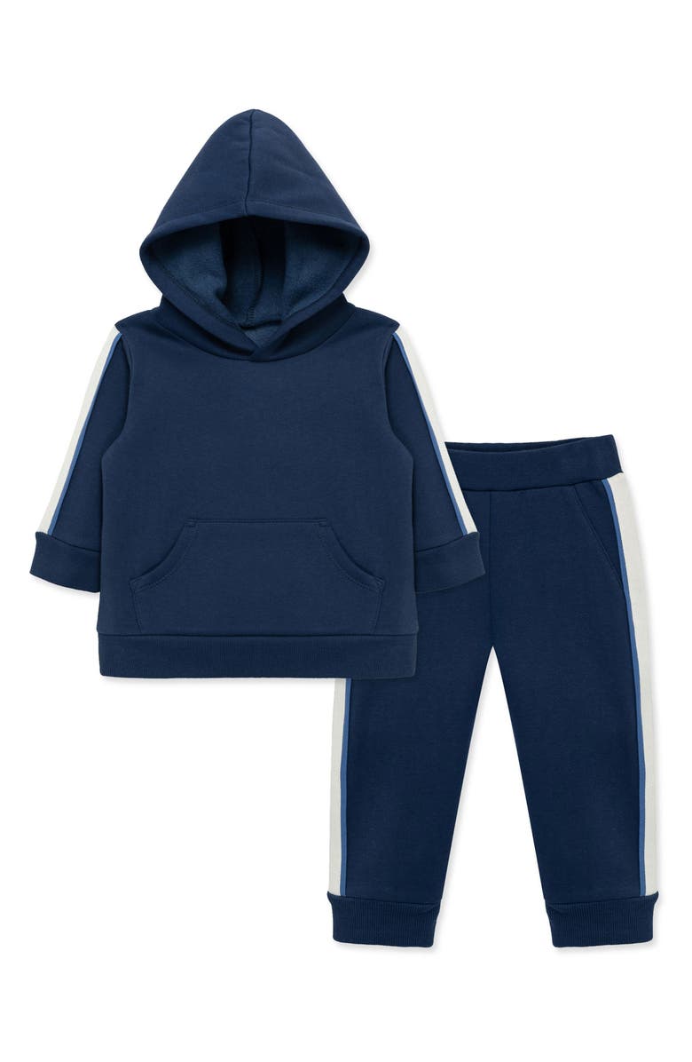 Little Me Navy Fleece Hoodie & Joggers Set, Main, color, Navy