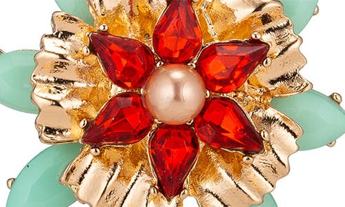 Eye Candy Los Angeles Rebecca Flower Faux Pearl Drop Earrings In Gold