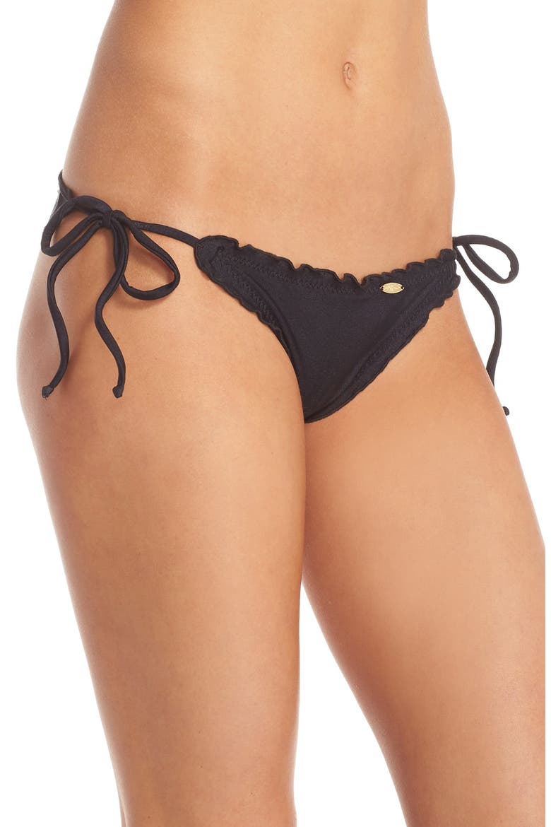 Wavey Brazilian Tie Side Ruched Back, Alternate, color, BLACK
