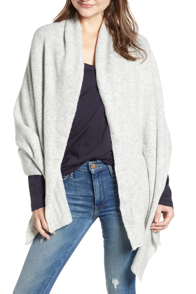 Oversized Travel Wrap, Main, color, GREY LIGHT HEATHER
