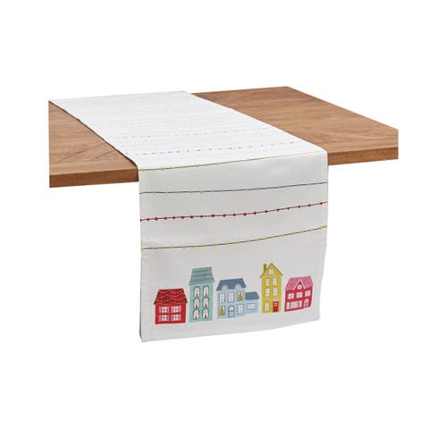 Christmas Village Lights Printed 100% Cotton Table Runner