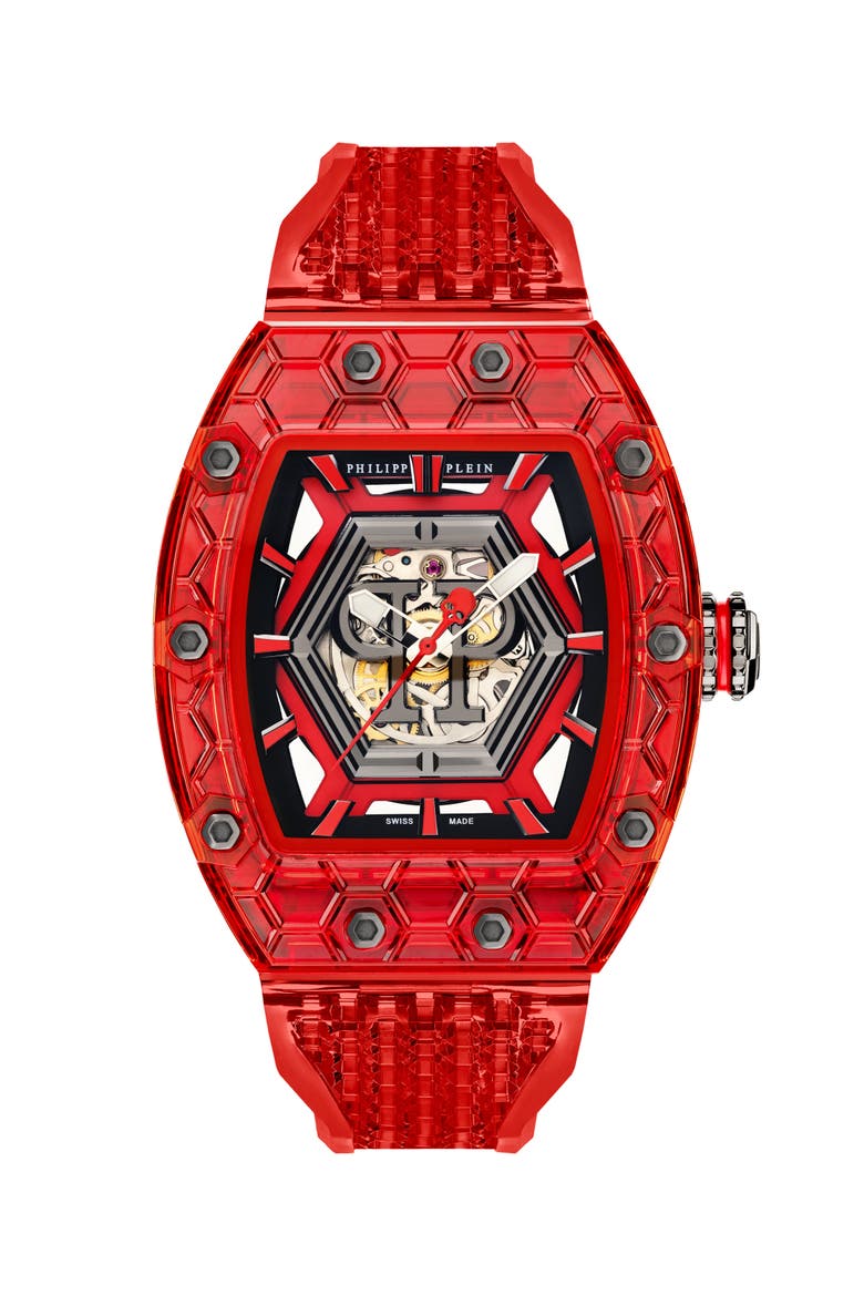 Watch Hexagon Men, Main, color, red