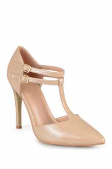 Journee Collection Patent T-Strap Pump - Wide Width Available