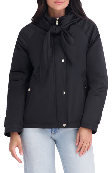 Quilted Satin Jacket with Bow