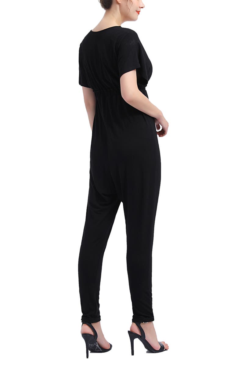 Kimi and Kai Lue V-Neck Maternity/Nursing Jumpsuit, Alternate, color, Black